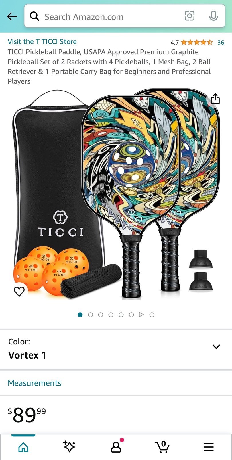 89.99 TICCI Pickleball set, USAPA Approved Premium Graphite Set (Vortex 1)