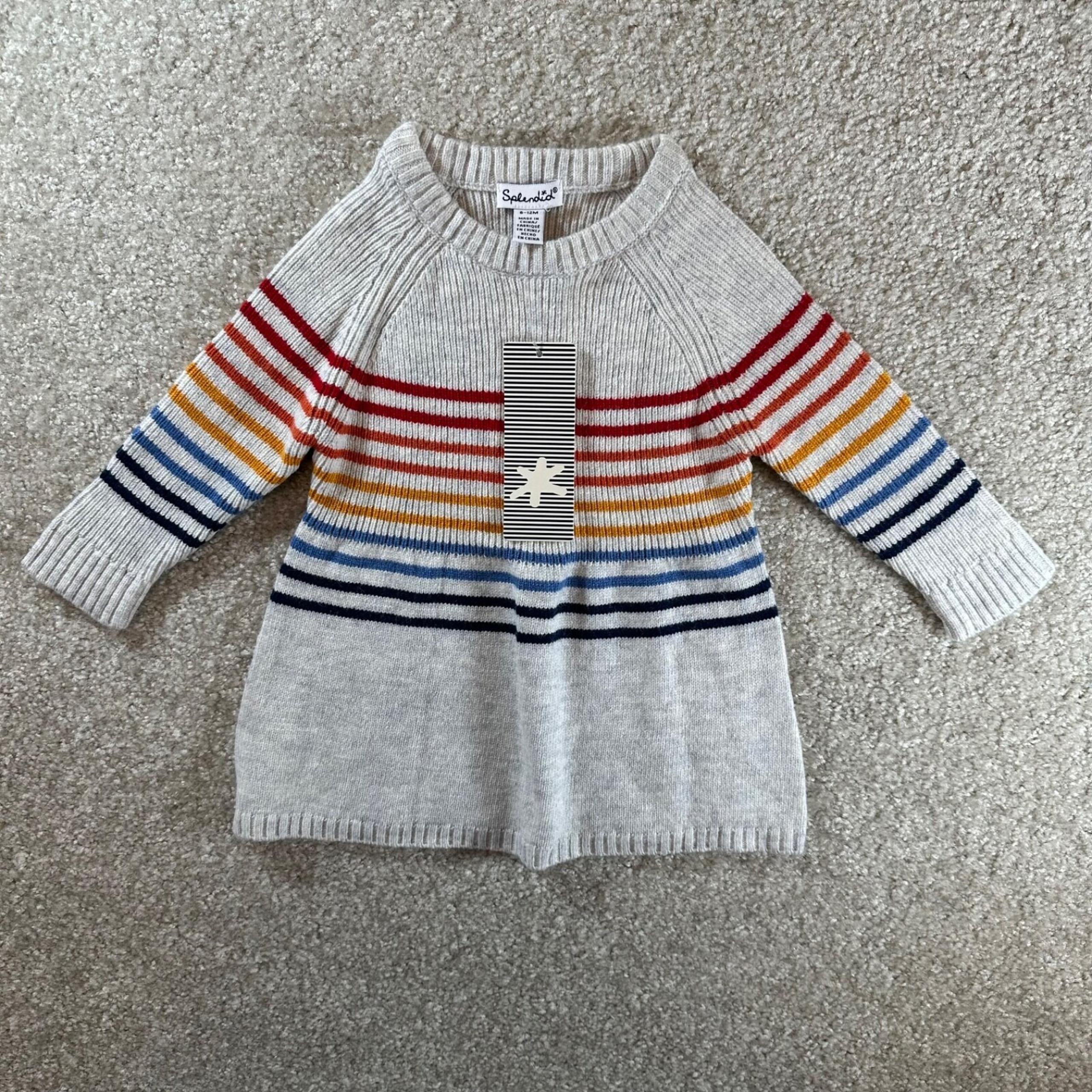 Splendid baby girls 6-12m rainbow grey sweater dress NWT trendy cute