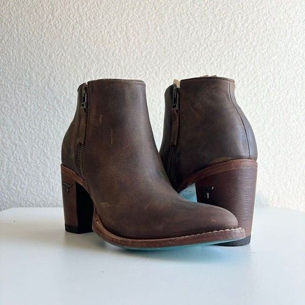 Lane CHARLIE Womens Cowboy Boots 7 Western Brown Leather Ankle Cowgirl Bootie