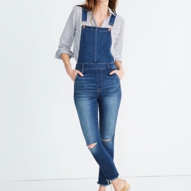 Madewell Roadtripper Overalls Brodie Wash Distressed Frayed Hem Size XS Women’s