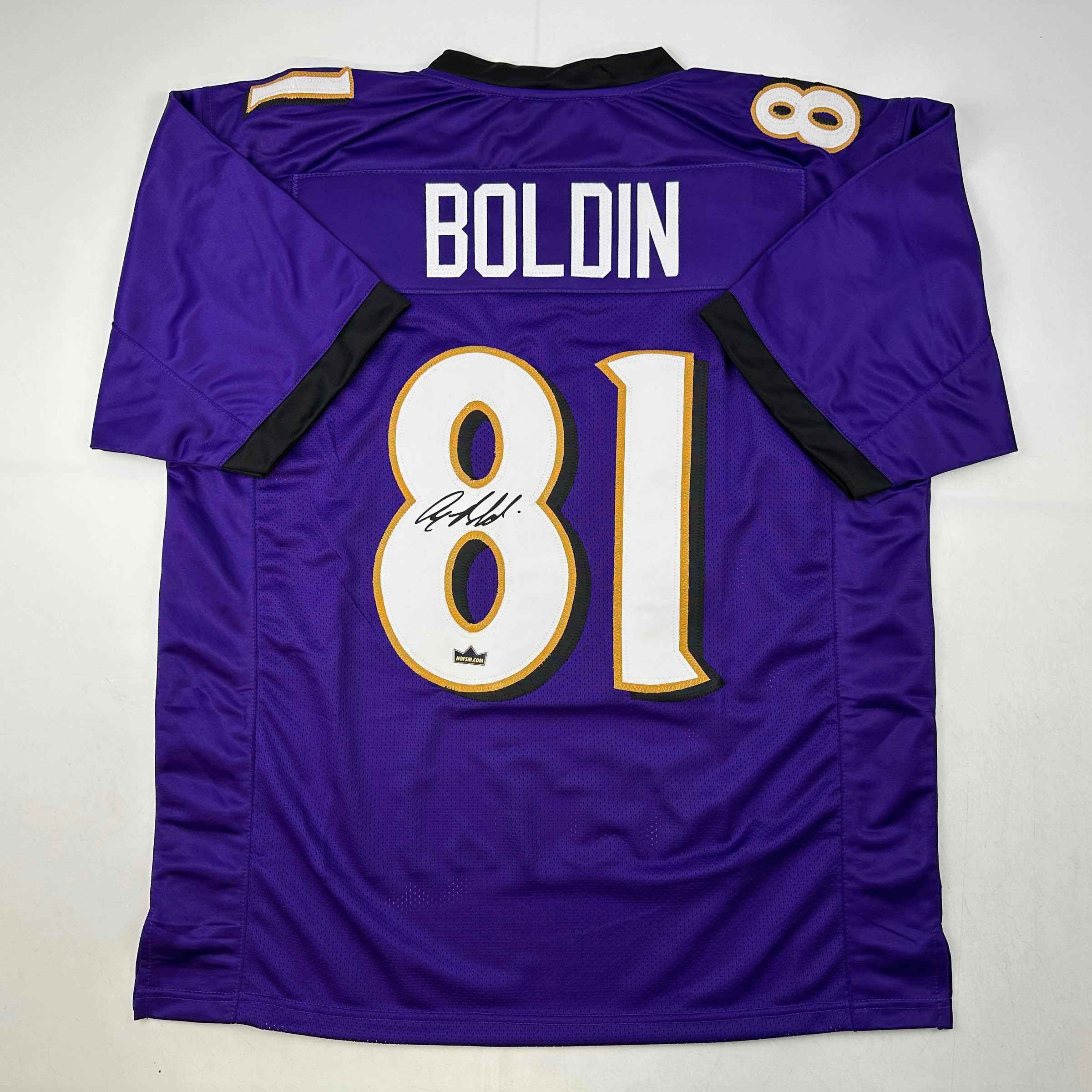 Facsimile Autographed Anquan Boldin Baltimore Purple Auto Jersey Size Men's XL