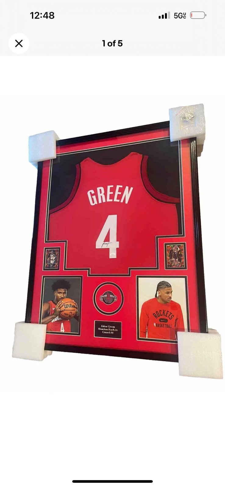 Jalen green signed framed Houston rockets jersey w/COA