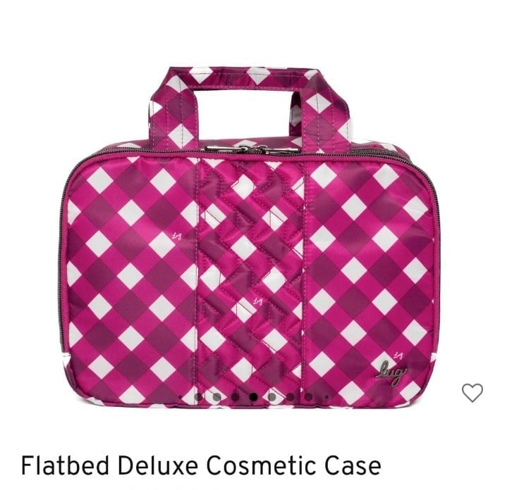 Lug Gingham Berry Flatbed Deluxe Cosmetic Case - NWT
