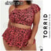 Torrid Coral Leopard Wireless Flounce Bikini Top & Swim Skirt Swimsuit SET 2X 3X