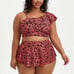 Torrid Coral Leopard Wireless Flounce Bikini Top & Swim Skirt Swimsuit SET 2X 3X