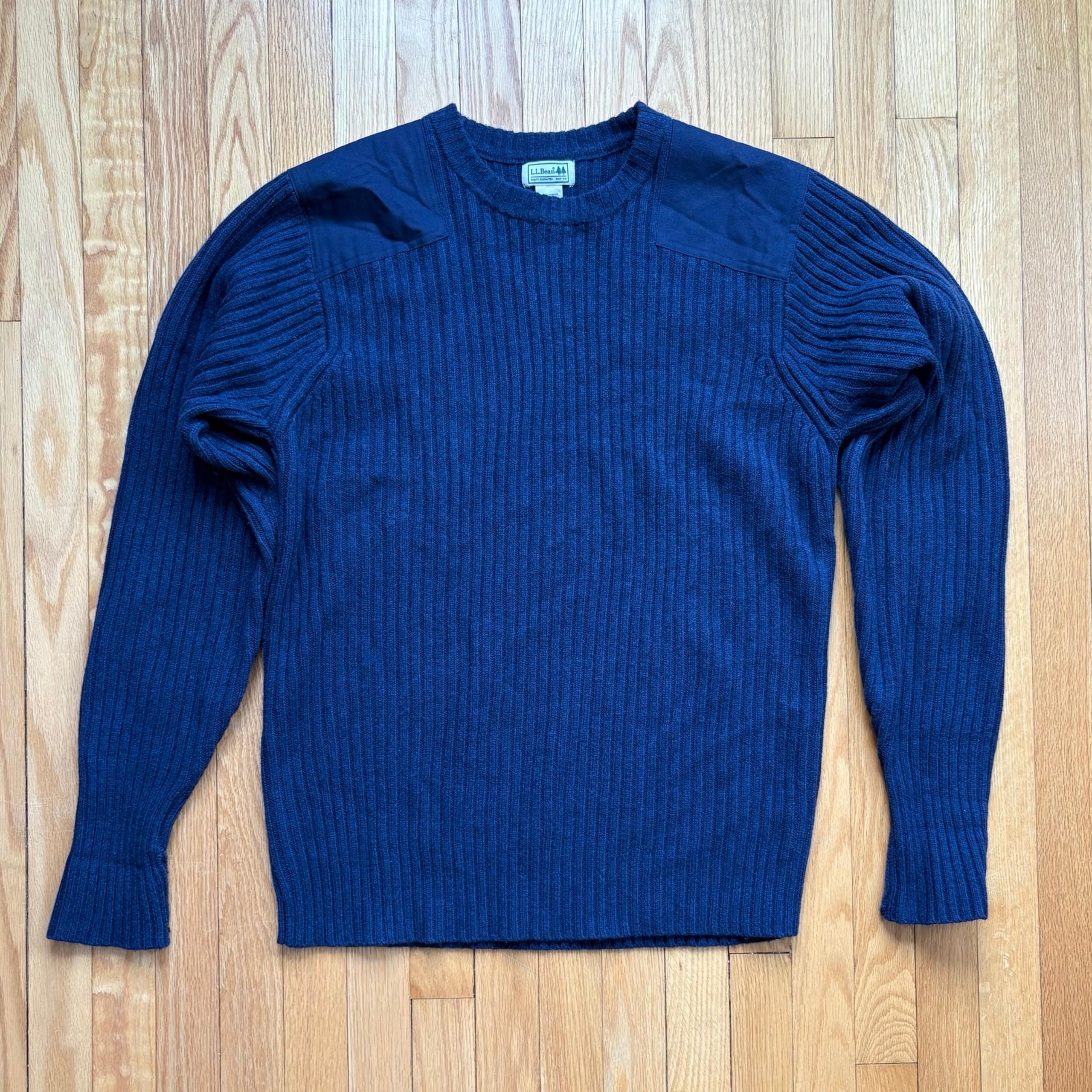 Vintage 90s L.L. Bean Men’s 100% Lambs Wool Command Crewneck Sweater XL Blue