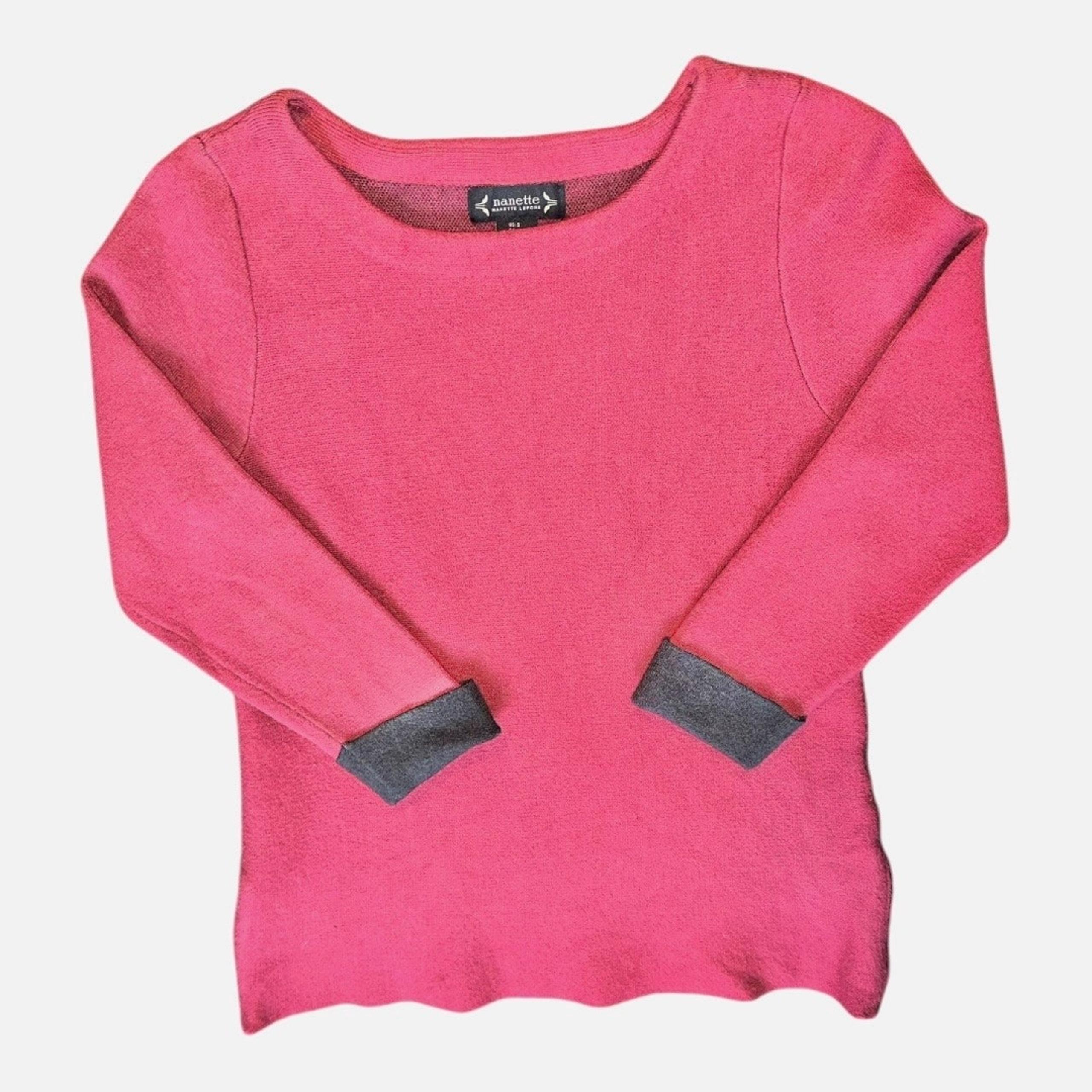 Nanette Lepore Womens Small Rouge Pink/Brick Red Wool Blend Pullover Sweater