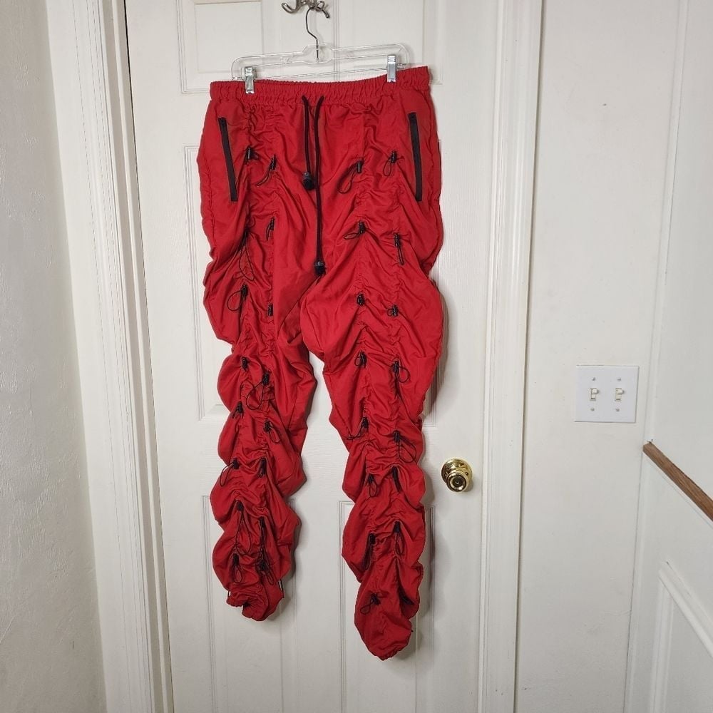 MNML Mens stylish red bungie pants Sz XXXL