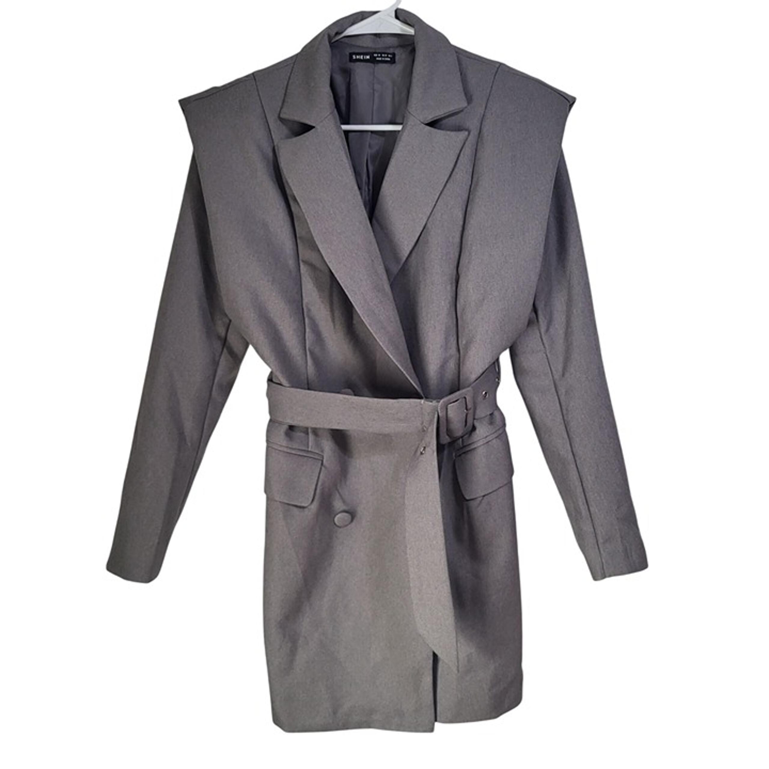 SHEIN Women's SZ 2 Belted Blazer Dress Gray