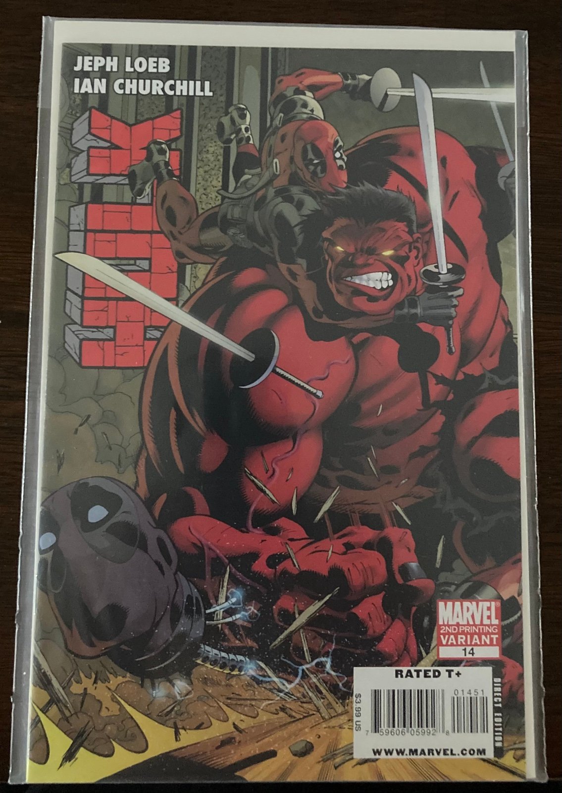 RED HULK 1 ISSUE HULK 14 SECOND PRINT DEADPOOL VS HULK COVER