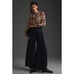 New By Anthropologie Tie-Neck Long Sleeve Floral Blouse 128 X-SMALL Brown
