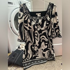 Black and White Long Sleeve Vintage Mini Dress