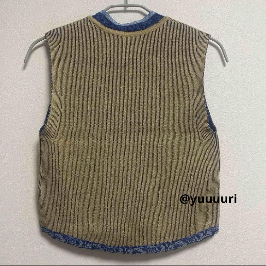 mame】Double Face Floral Detail Knitted Sleeveless Sweaters
