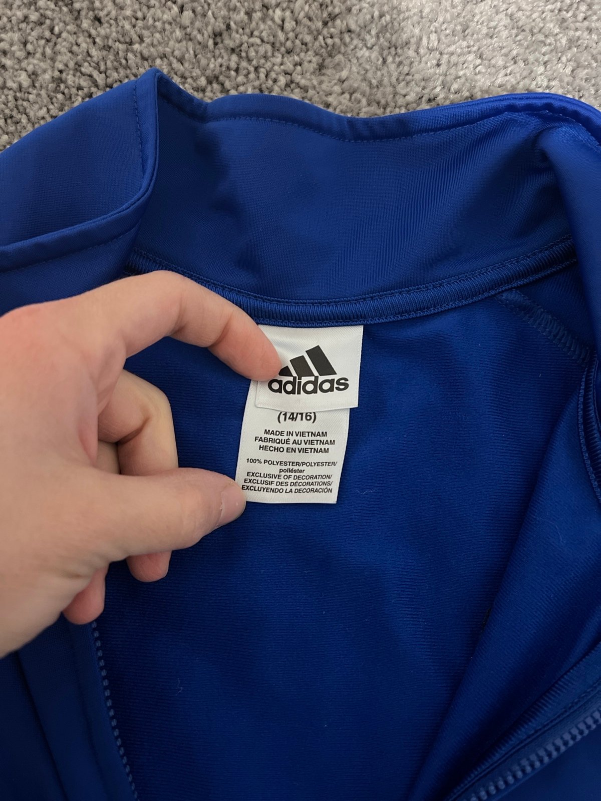 Adidas Training Track Jkt Blue/wht -boys sz 14-16