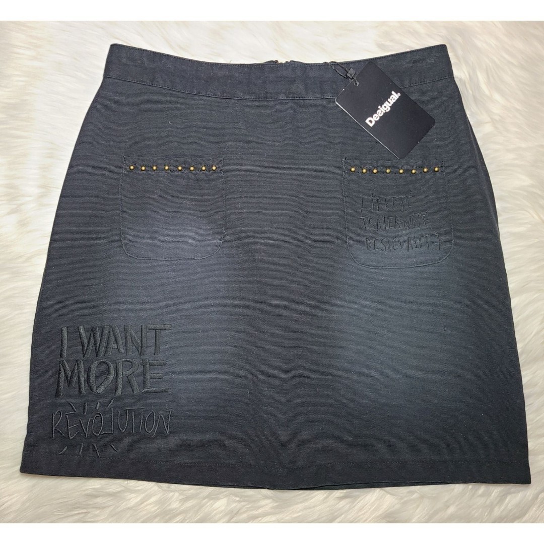 NWT|Desigual Fal Jackie Black Denim Skirt, Size 38