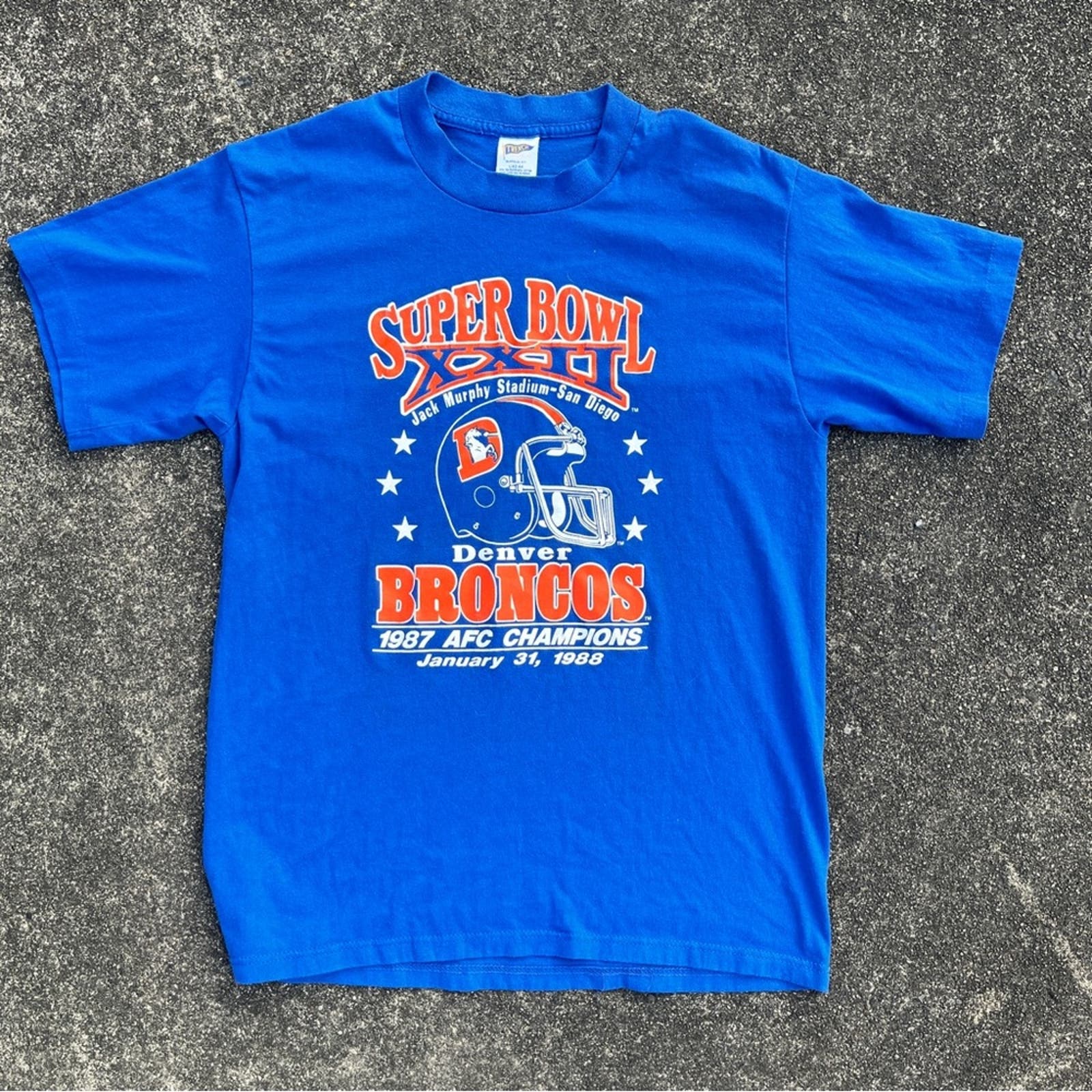 Vintage 1988 Denver Broncos Championship Football Tee Large