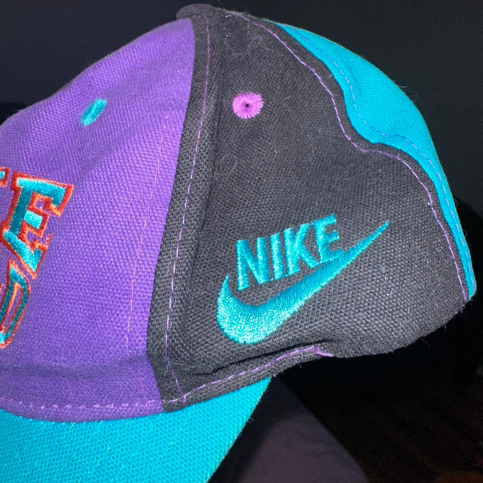 RARE Vintage 90s Nike Official Brand Snapback Hat Cap Crazy Check Logo Snapback