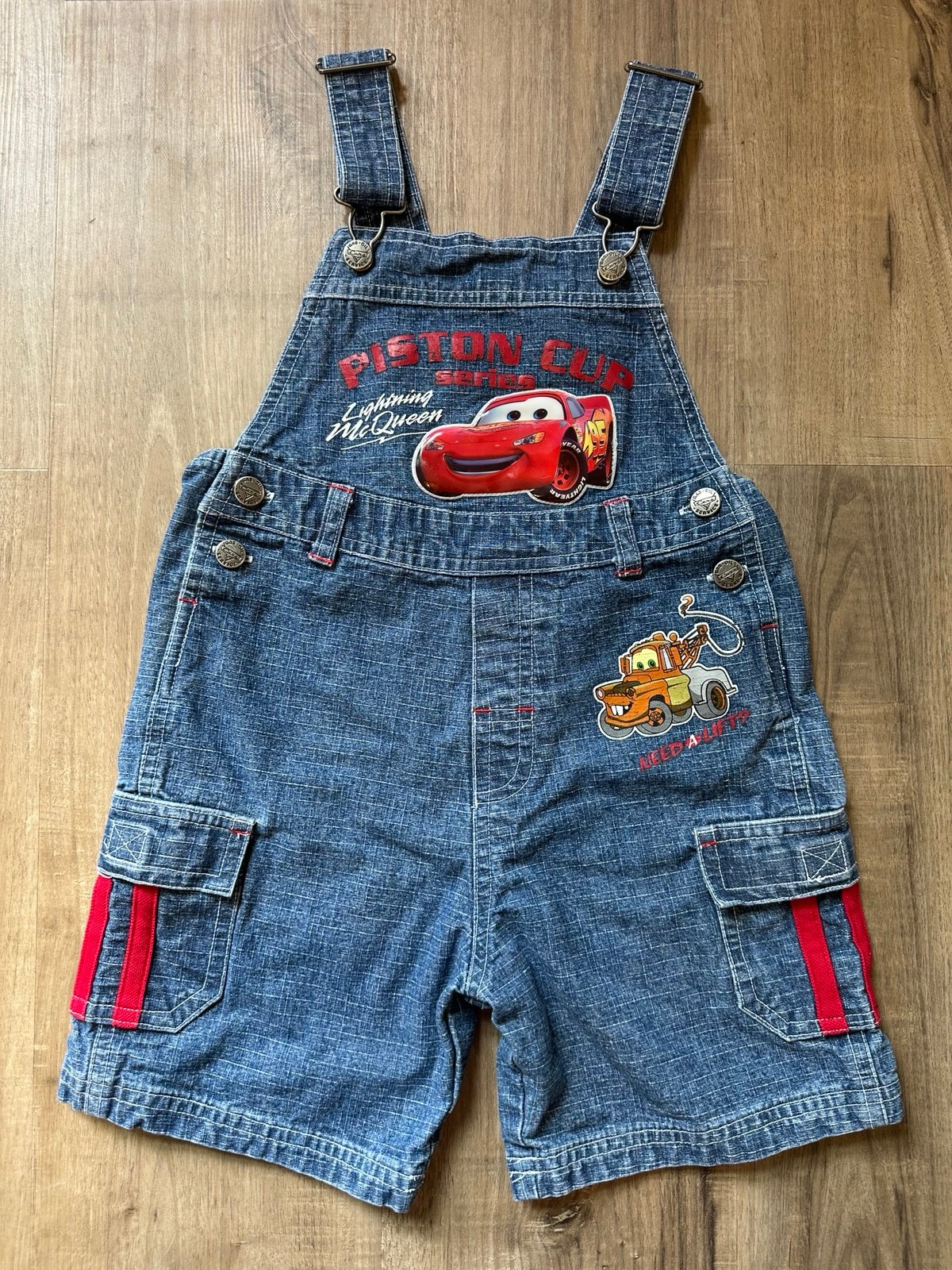 4T Vintage Disney Pixar Cars Lightning McQueen Toddler Shortalls