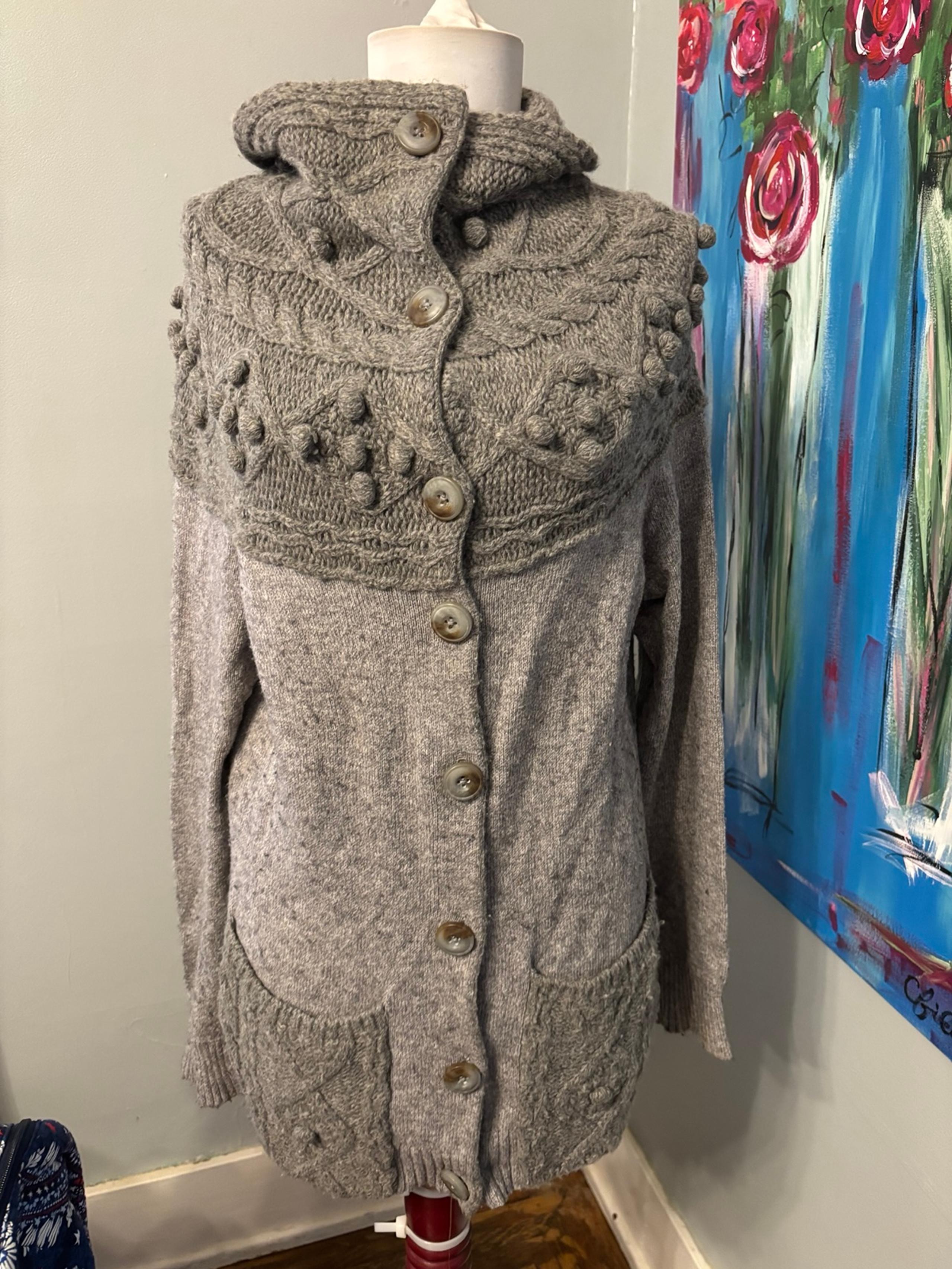 Sleeping on snow Anthropologie womens cardigan sweater wool blend M gray