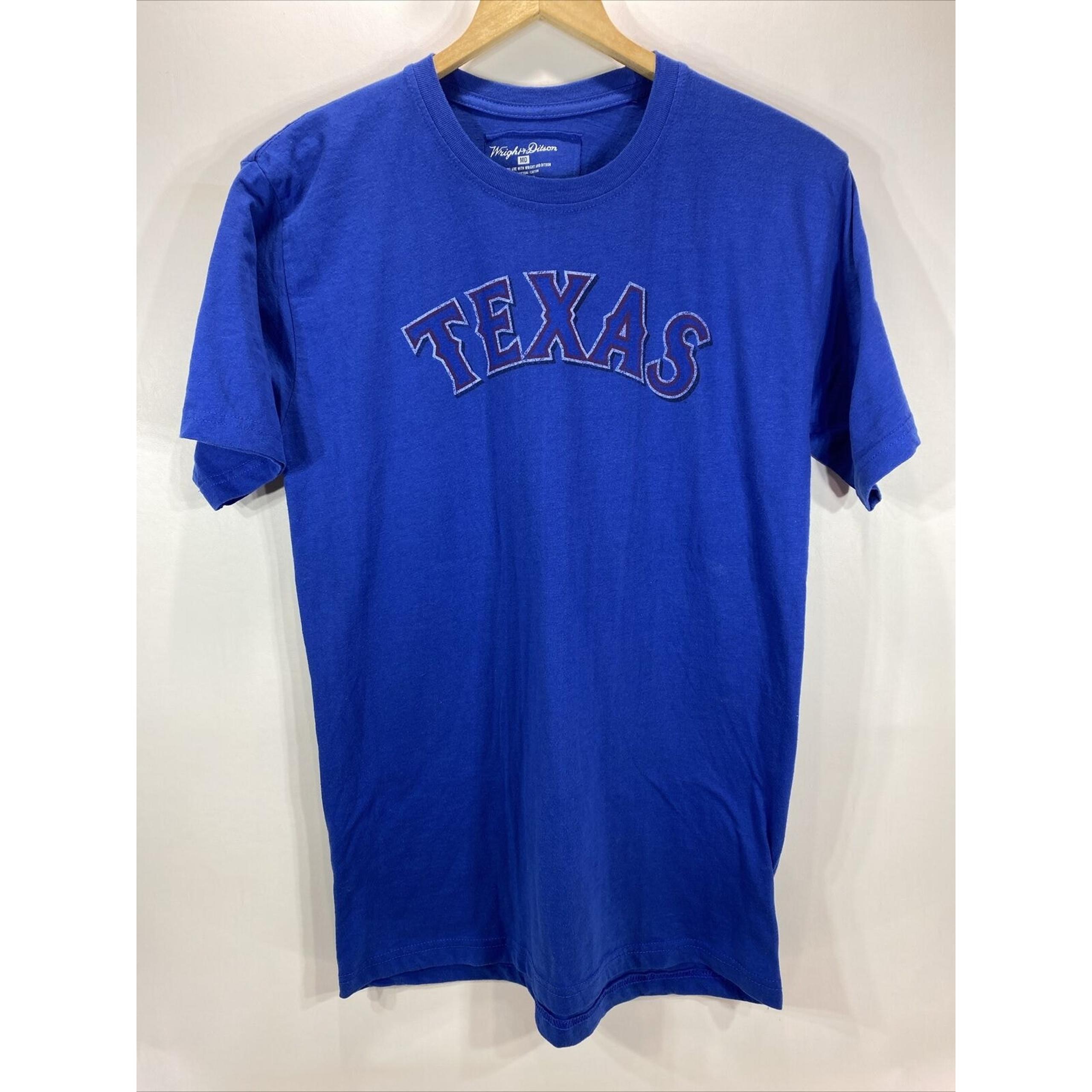 Wright & Ditson Texas Rangers Blue Logo Long Cotton T-Shirt Women's Size Medium
