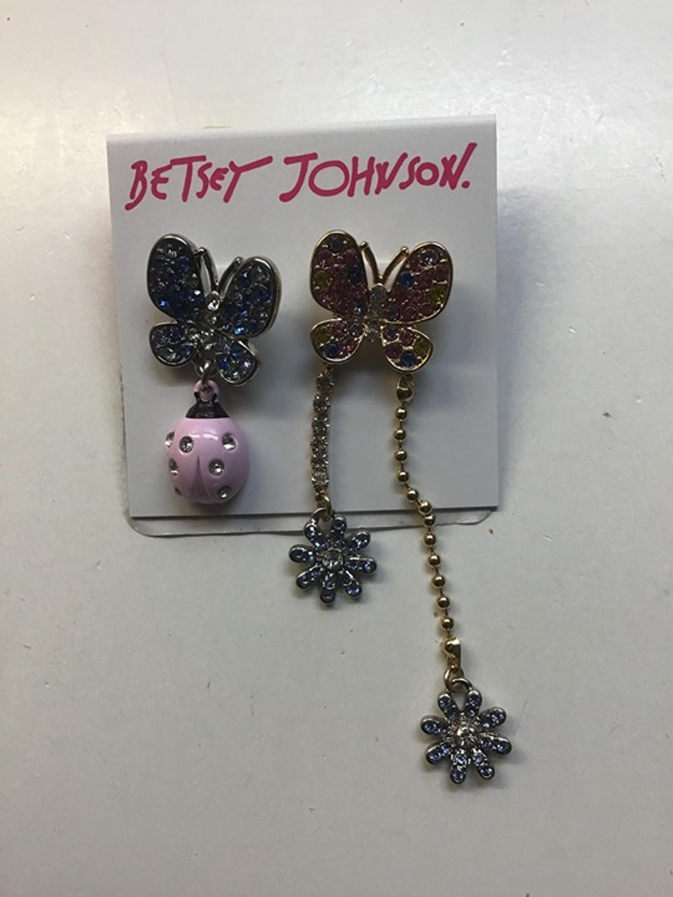 Betsey Johnson New Mismatch Pink and Blue Butterflies and Ladybug Earrings