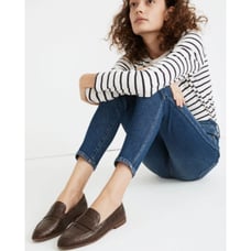 Madewell Women's The Alex Loafer in Croc Embossed Leather Size 6.5 Brown