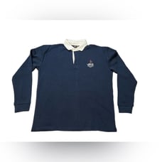 Karl Jacobs men's Mini Golf Club Long Sleeve Polo collared Shirt navy Size Large
