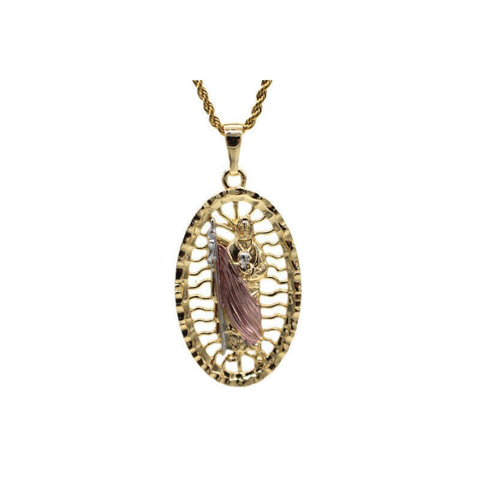 St Jude Pendant with Necklace 24K Gold Filled