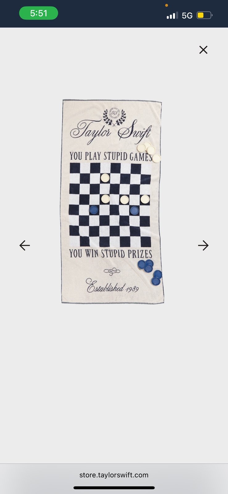 Taylor Swift Checker Game Towel