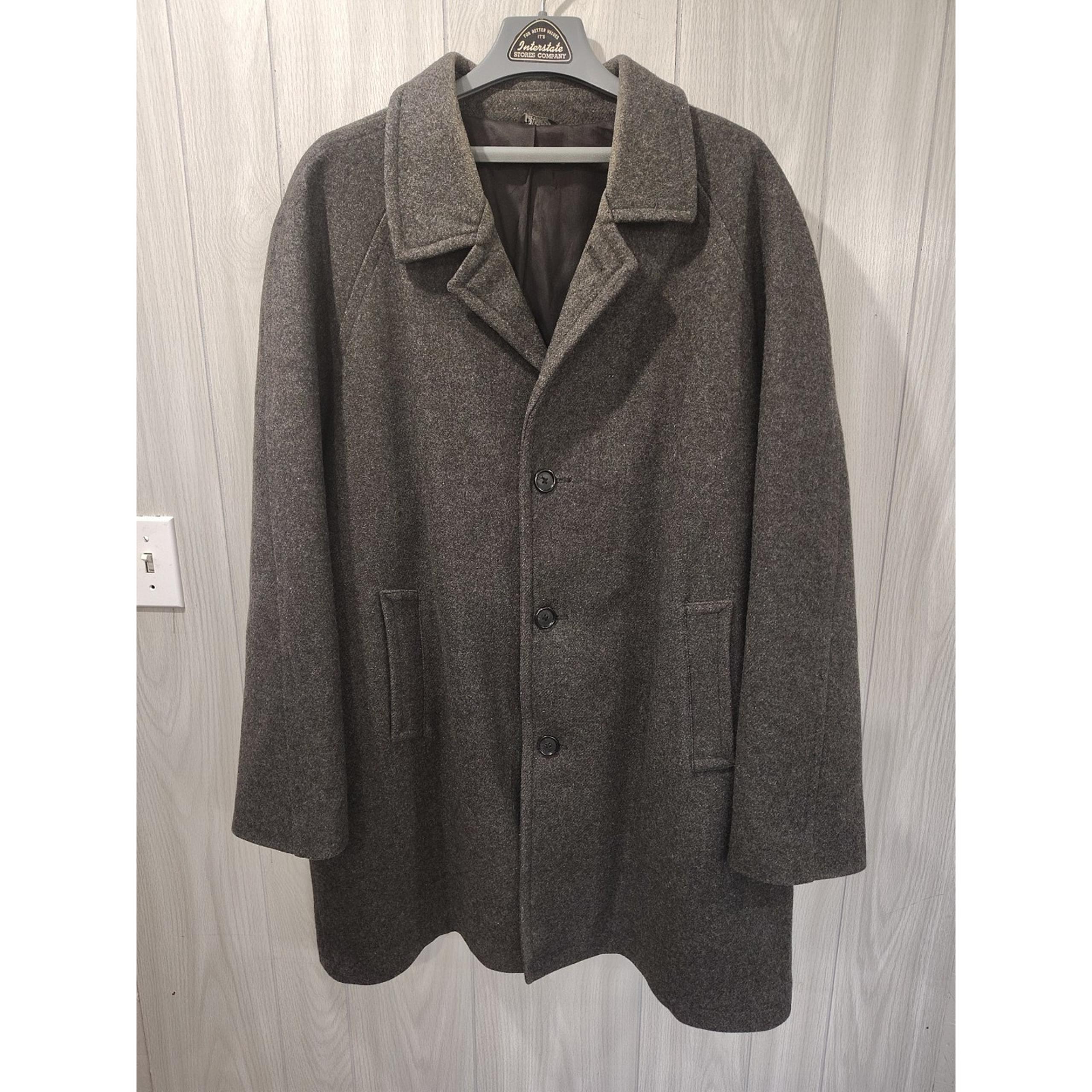 Executive Collection Wool Long Coat Men's 48R Long Gray Career Church Dress