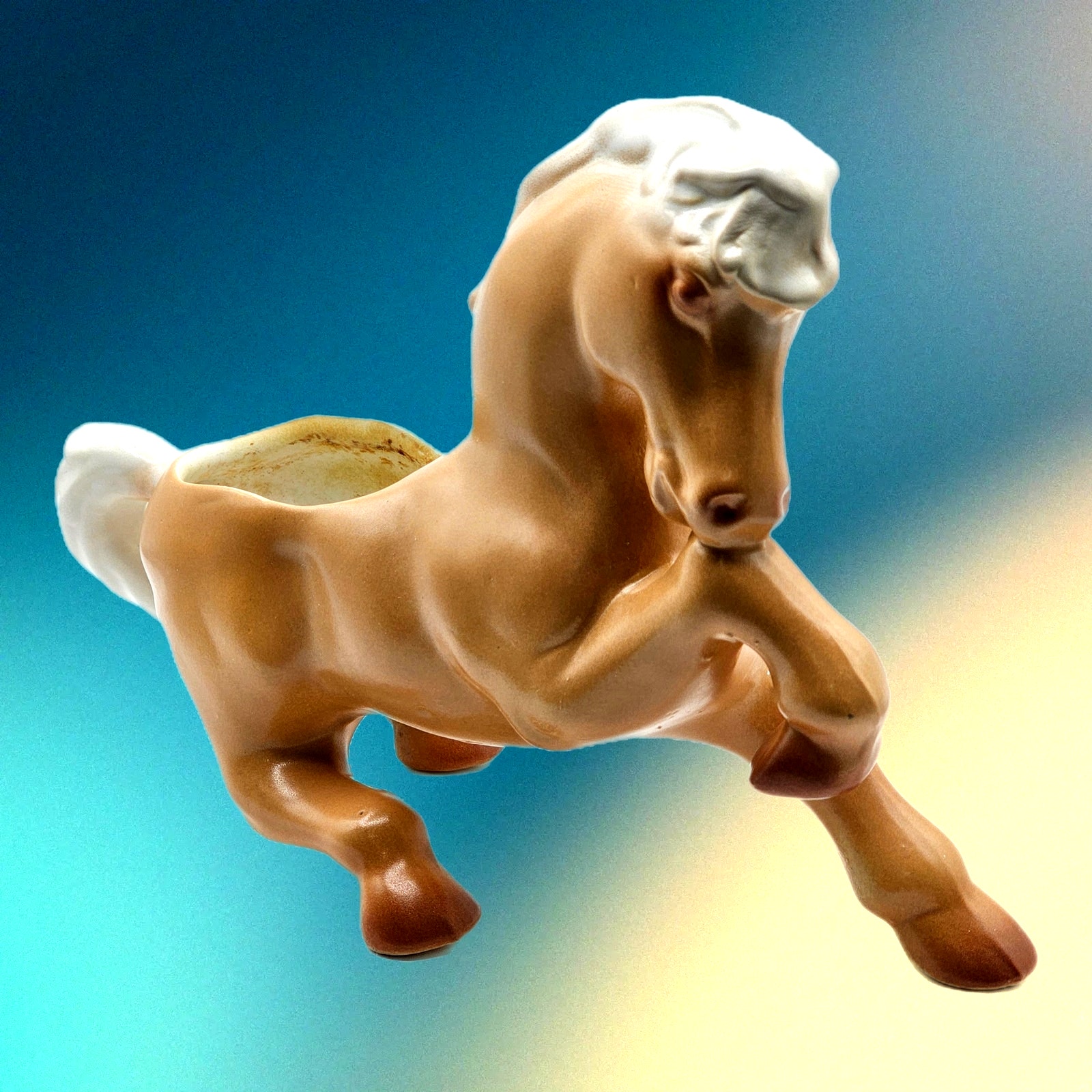 Retro Mid Century 1960s Ceramic Palamino Horse Planter Pot