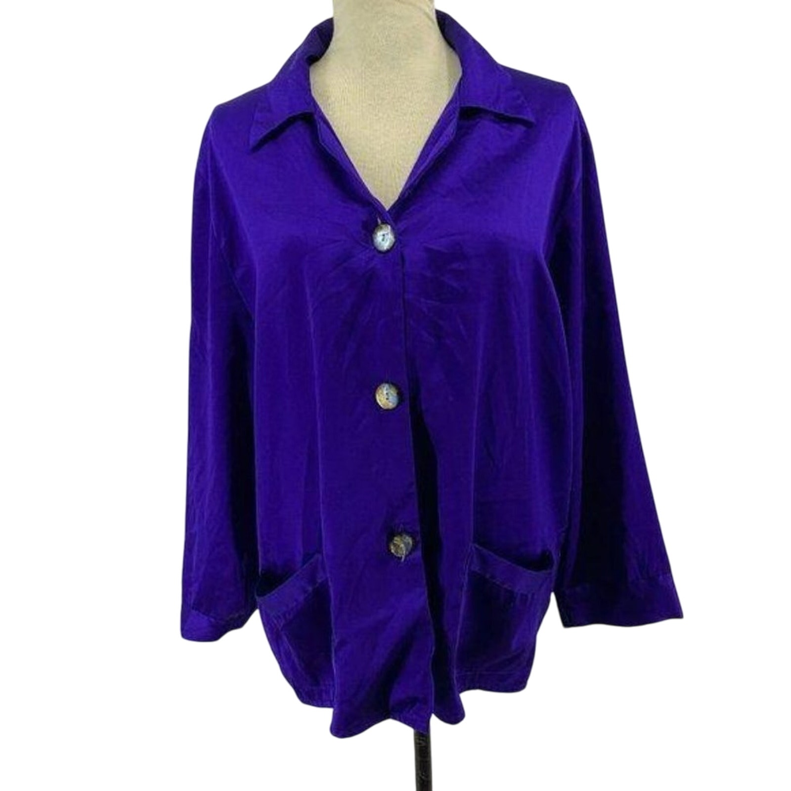 Vintage Victoria's Secret Sleep Shirt Gold Label Sation 3 Button Purple Womens M