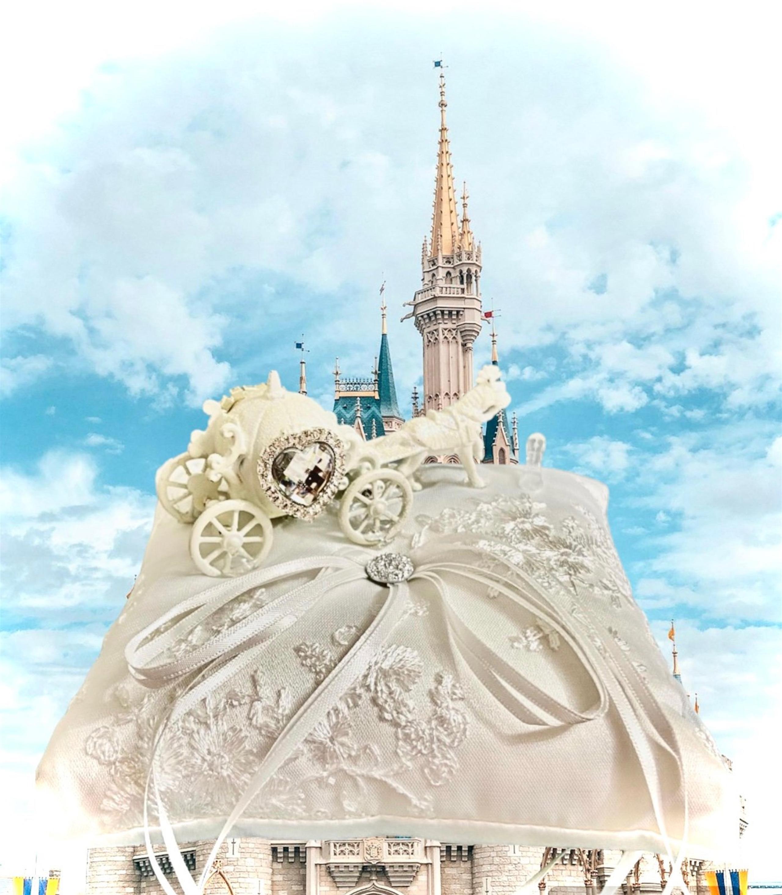 Disney inspired Cinderella carriage wedding ring bearer pillow