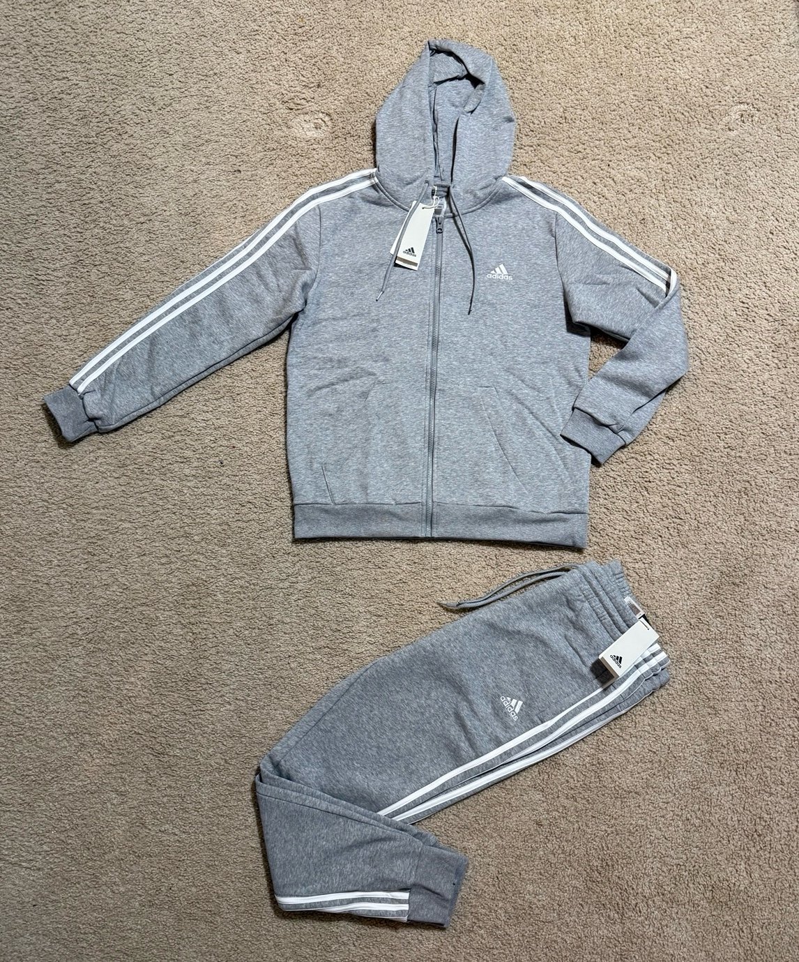 adidas Essentials Tracksuit Womens Authentic 2 Piece Set Sweatsuit New Sz M
