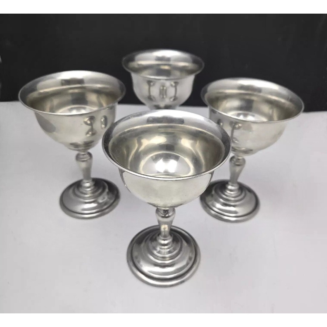 Shirley Williamsburg Virginia Pewter Wine Goblet Glass Handmade Signed 5 HTF