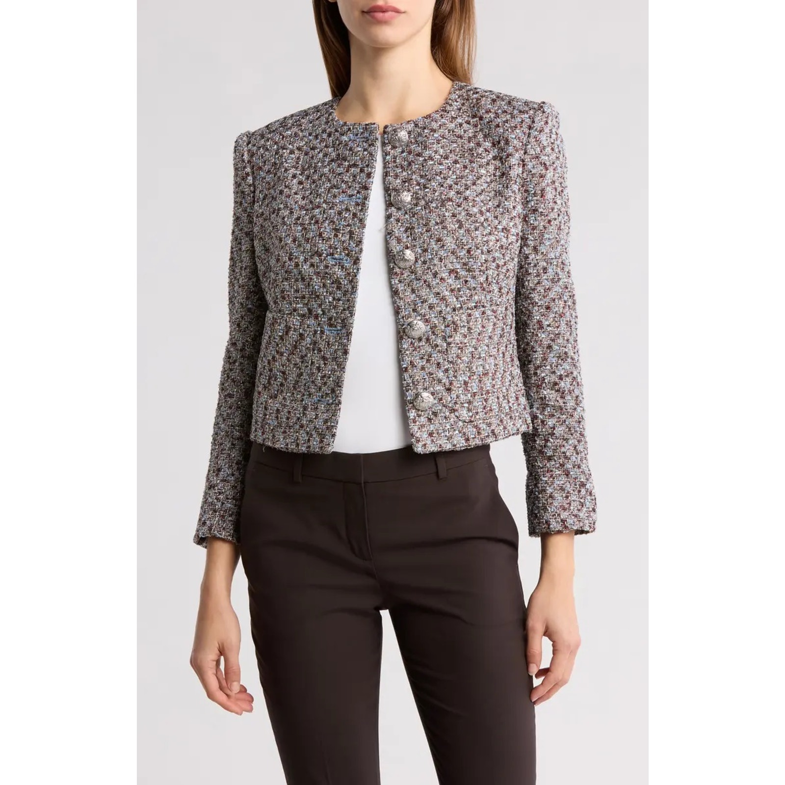 VERONICA BEARD Nathan Gray Shimmer Tweed Jacket