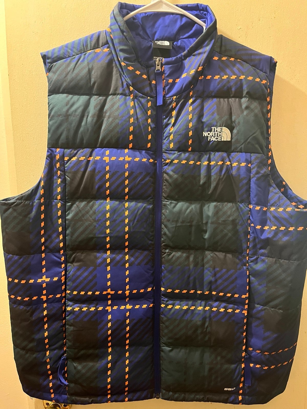Men’s Northface Thermoball 550 Down Vest Ponderosa Green Plaid XL