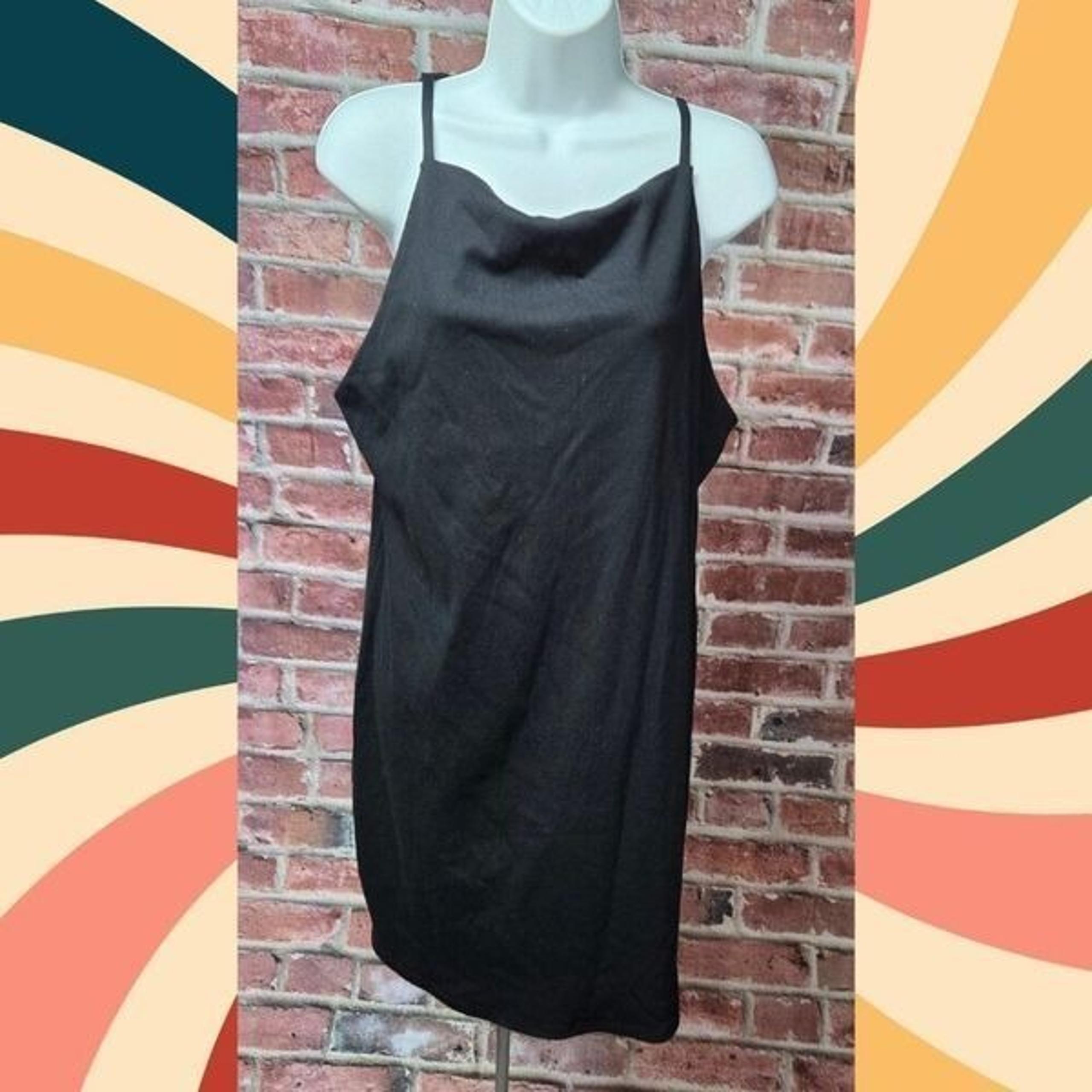 A New Day Black Ribbed Mini Dress XL Sleeveless Cowl Neck Soft Cozy Knit NEW