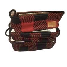 Pendleton Home Decor Knit Storage Red Black Buffalo Plaid Bin Basket Triple Set