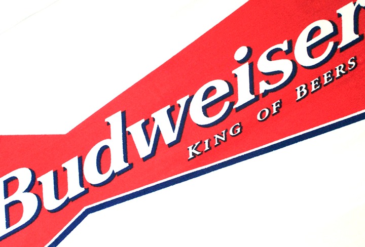 Vintage Budweiser beach towel patriotic colors advertising 4th of July red blue