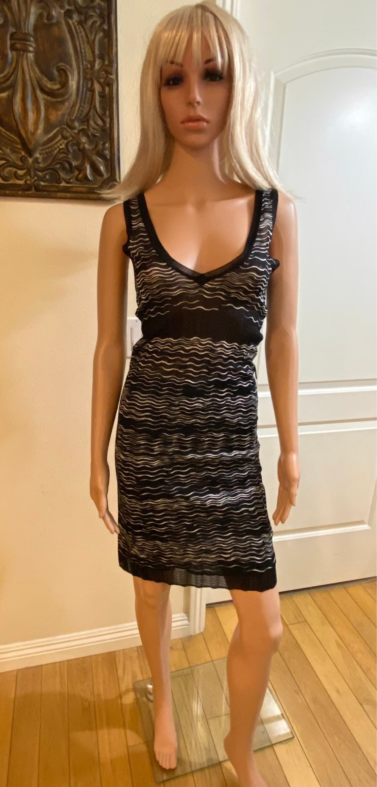 Missoni Black/White Dress 40=4 Viscose 100% Made Italy New With Tag Model DA900F