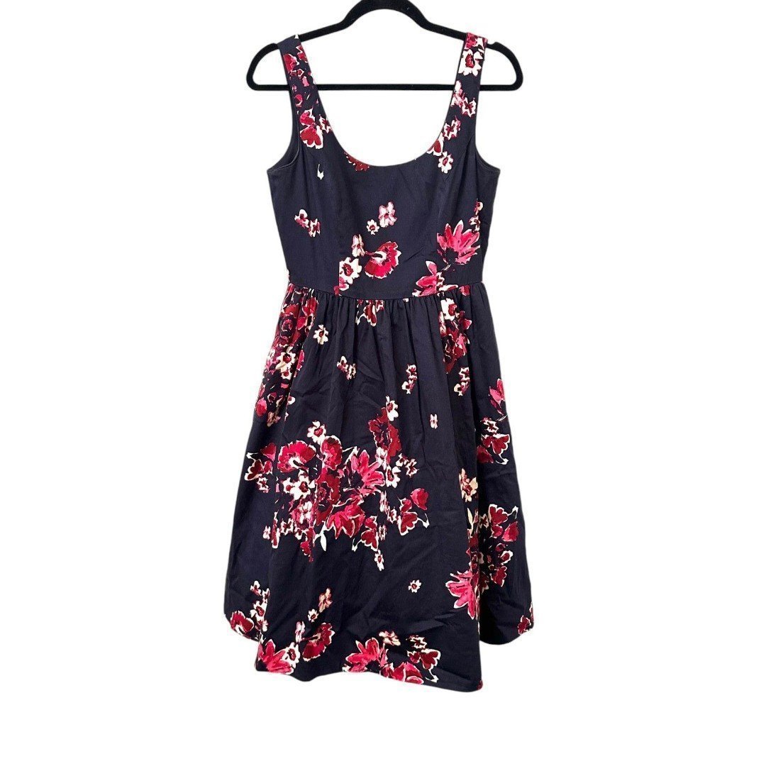 DONNA MORGAN Floral Fit Flare Midi Dress Navy Sz4