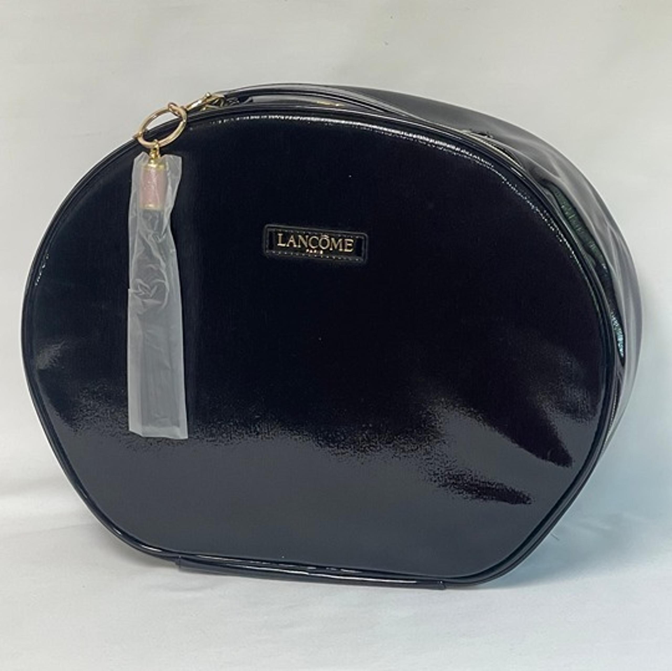 Lancome Large Cosmetic Makeup Train Case Travel Bag w/ Handle - Black - New