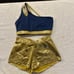 THE LINE UP Pro Cheer Dance NFL NBA NHL Blue Metallic Gold Audition Costume M