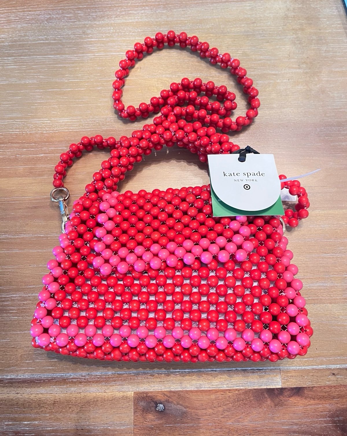 LIMITED EDITION Kate Spade Target Colorblock Beaded Crossbody Bag Pink Red