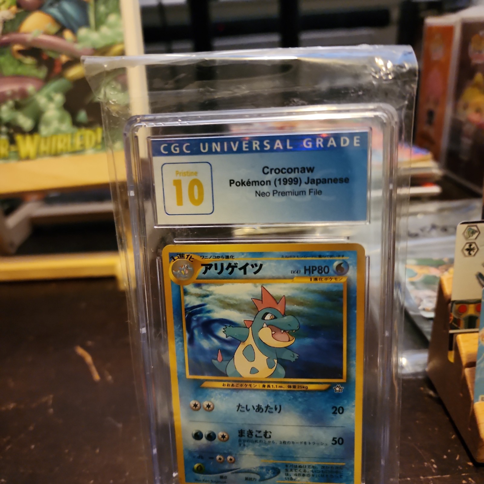 CGC PRISTINE 10 - Croconaw Pokemon (1999) Japanese Neo Premium File