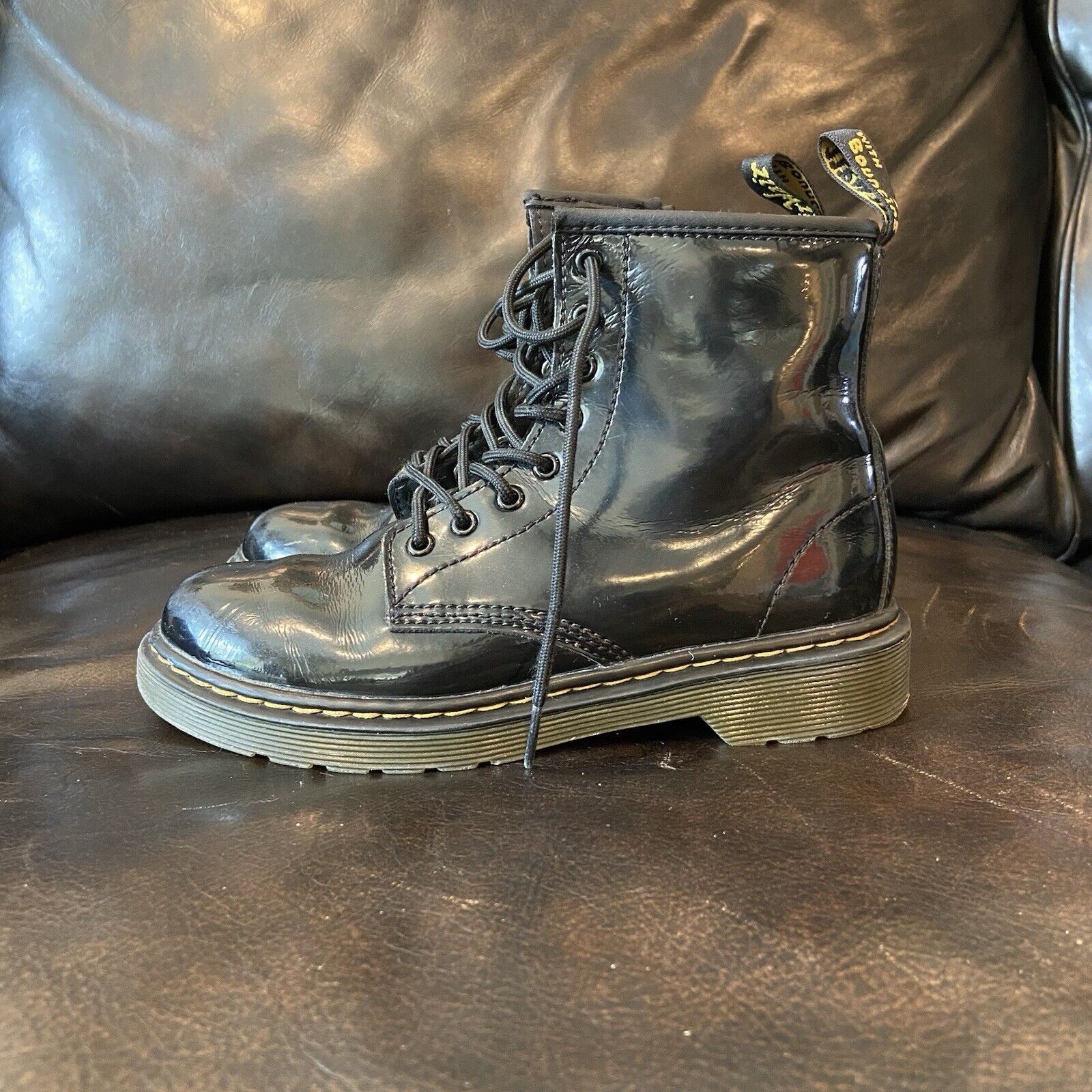 Dr Martens Black Boots Girls Size 2 1460J Lace Zip