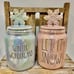 Rae Dunn blue Winter Wonderland & pink Let it Snow canisters