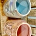 Rae Dunn blue Winter Wonderland & pink Let it Snow canisters