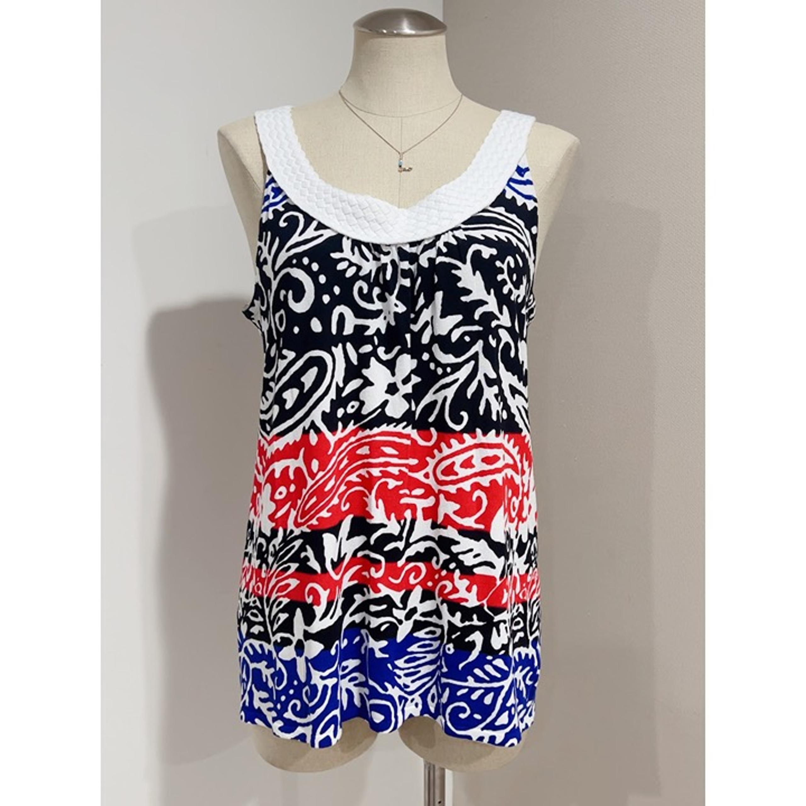 Joseph A Women's Red Blue Floral Sleeveless Sweater Knit Top Size M